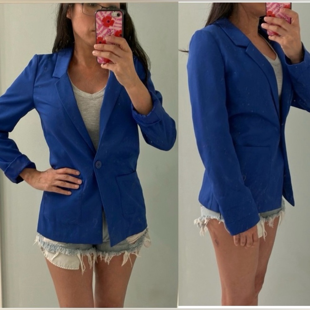 Y2K Vintage H&M Divided Royal Blue Long Blazer Size 2